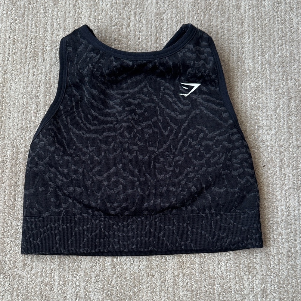 Gymshark Woman's Size XS Black Medium Support Adapt Animal Seamless Sports Bra